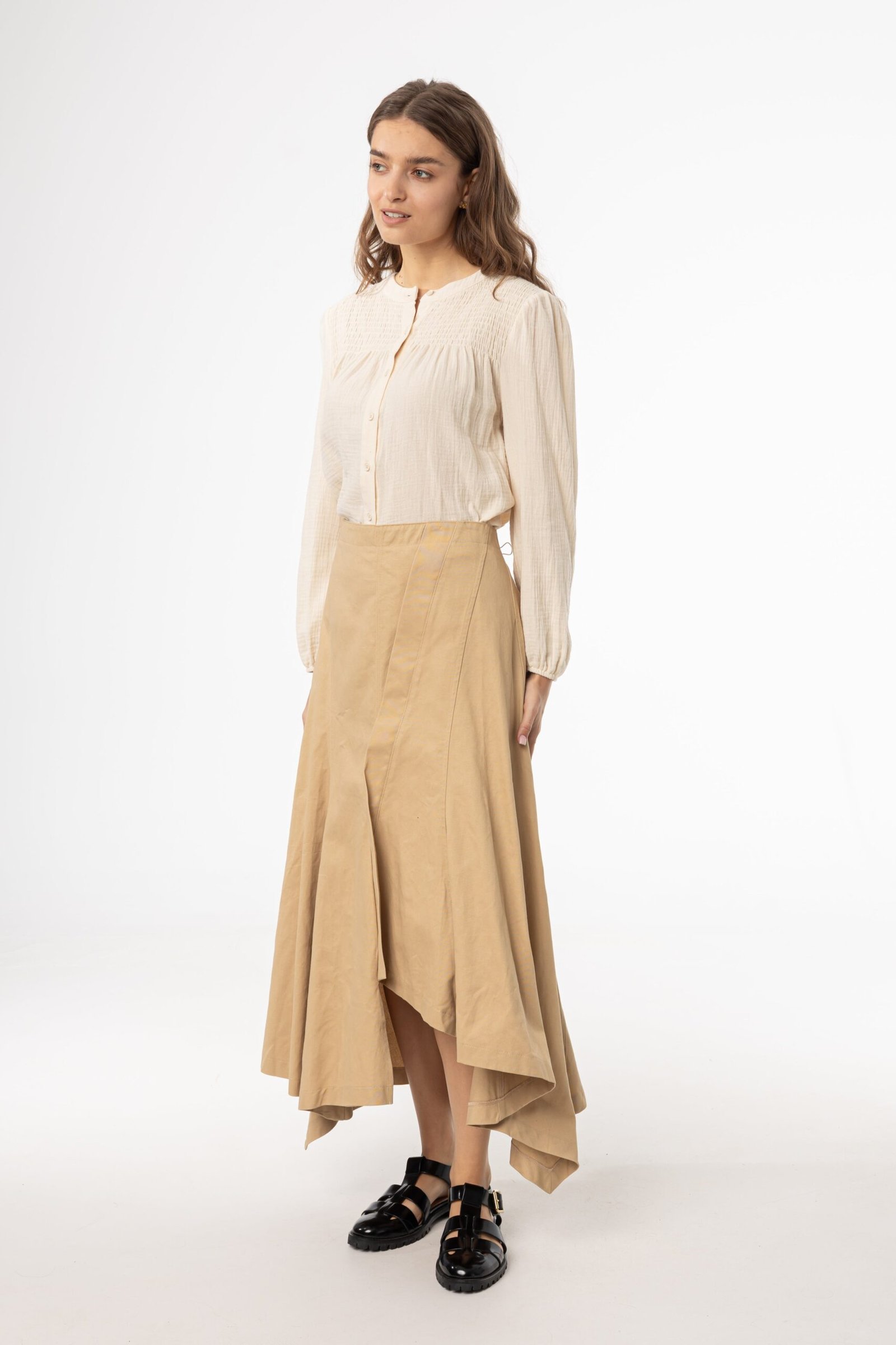 Beige Asymmetrical Maxi Skirt - Image 2