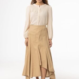 Beige Asymmetrical Maxi Skirt