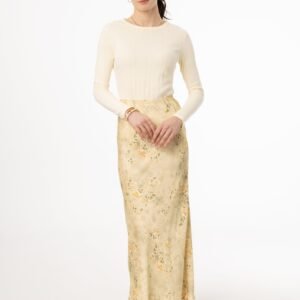 Beige Floral Printed Skirt