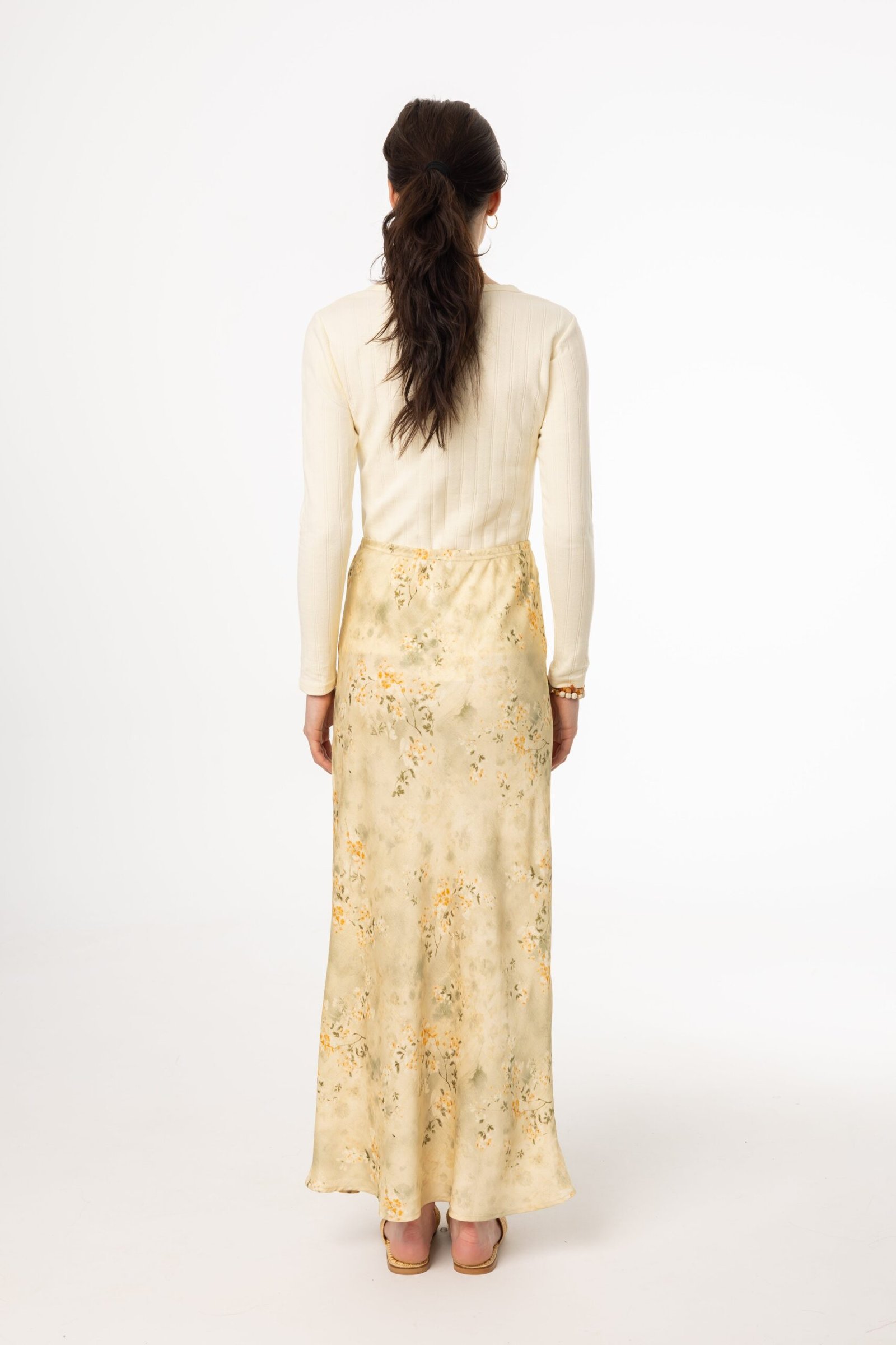 Beige Floral Printed Skirt - Image 3