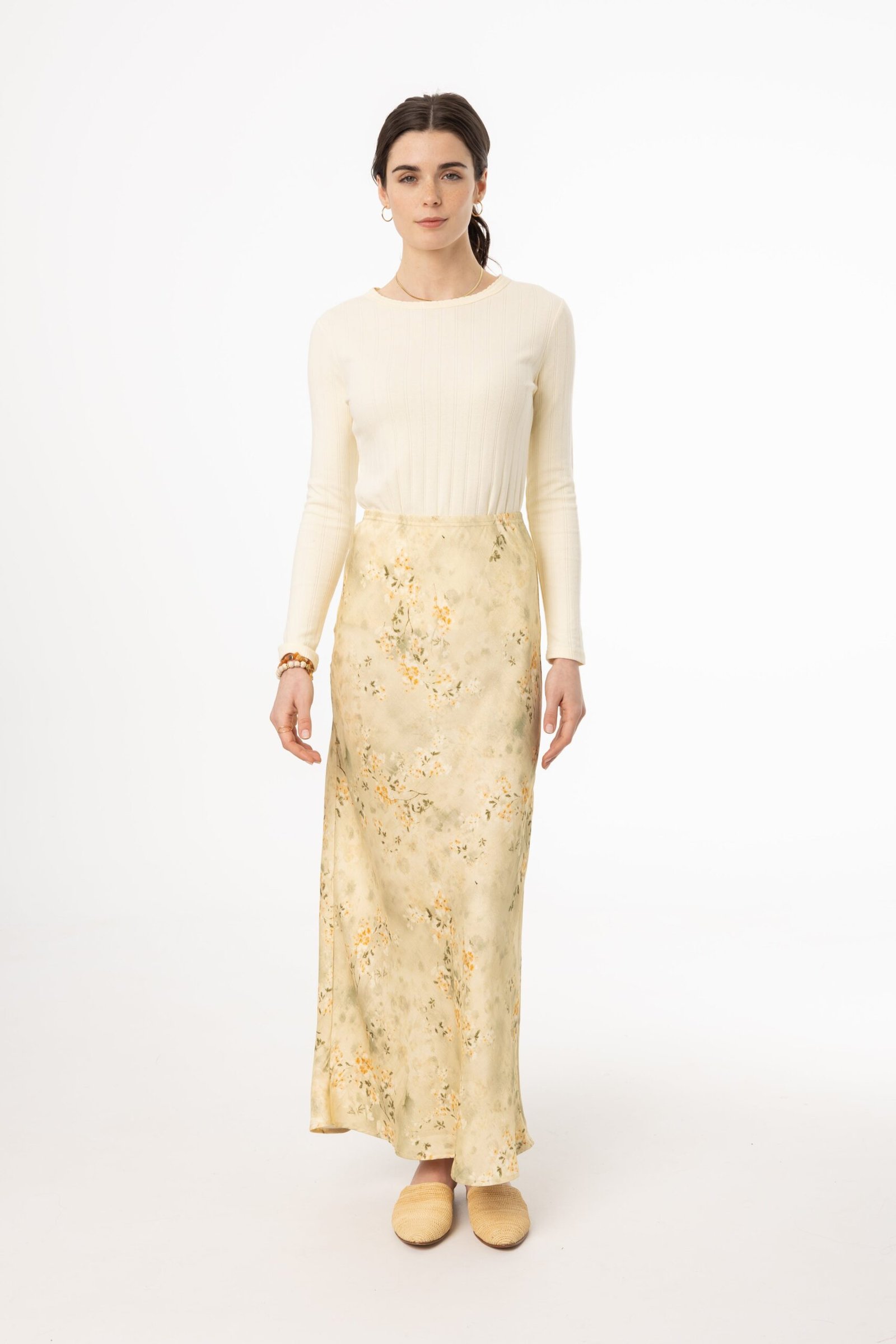 Beige Floral Printed Skirt - Image 4