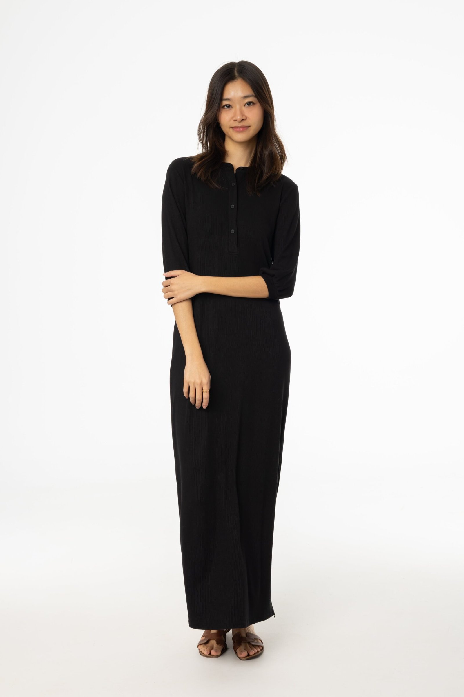 Black 3/4 Sleeve Maxi Dress - Image 4
