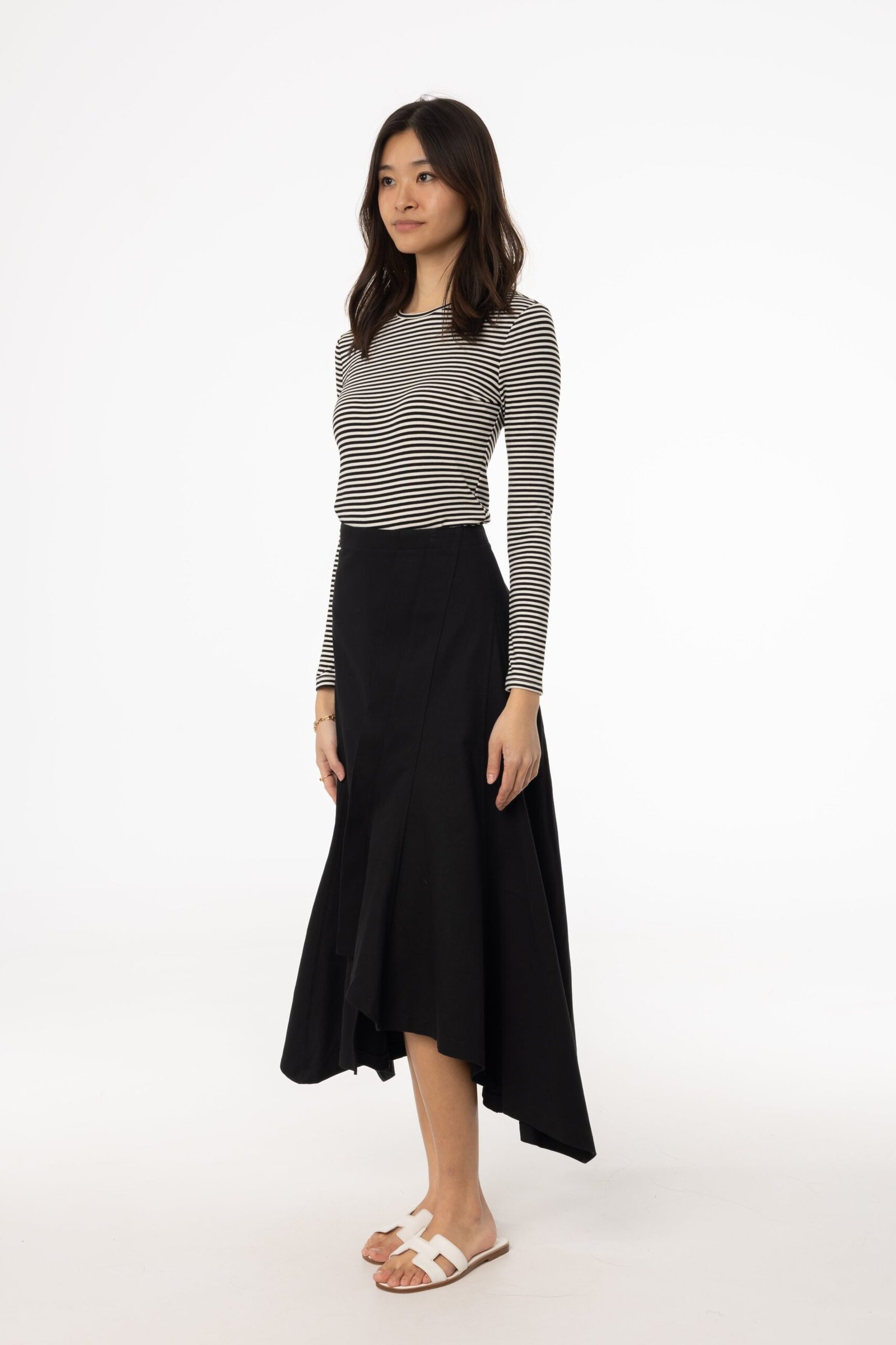 Black Asymmetrical Maxi Skirt - Image 2