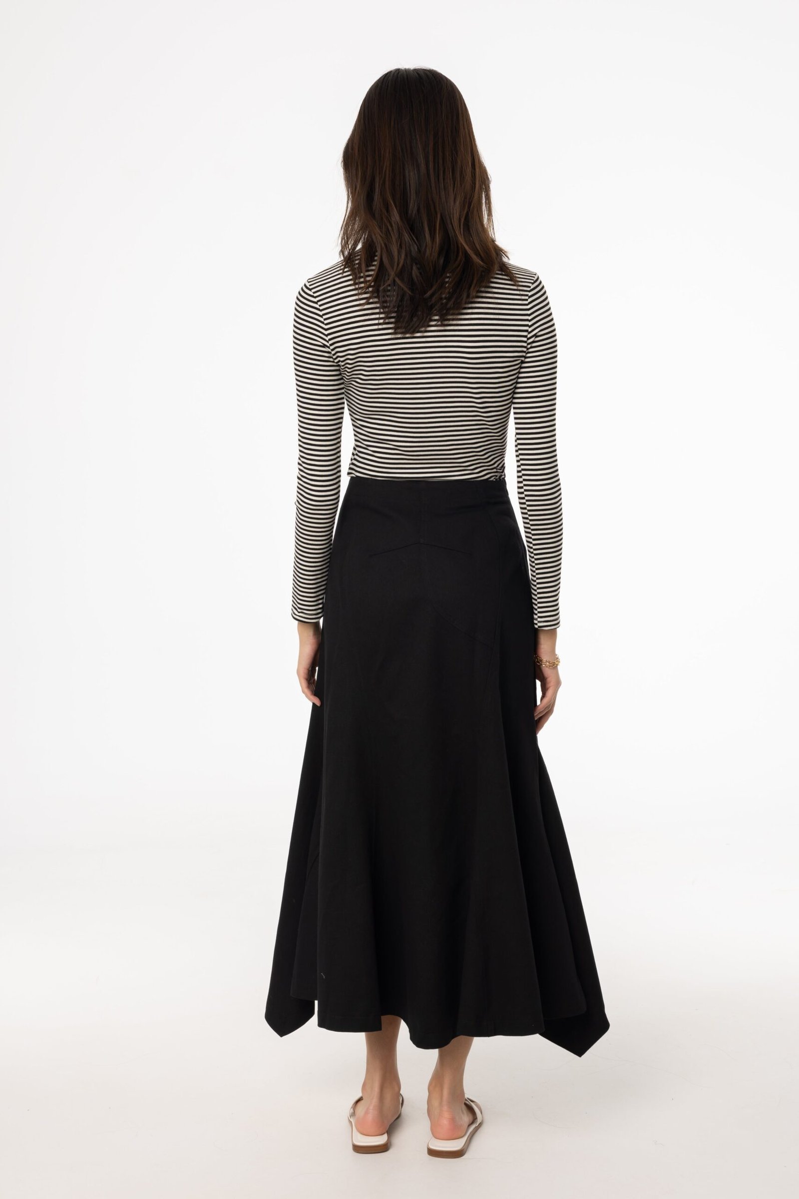 Black Asymmetrical Maxi Skirt - Image 3