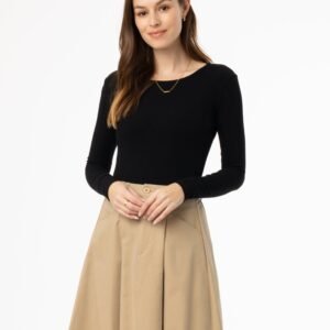 Black Basic Wider Neck Ribbed Tee