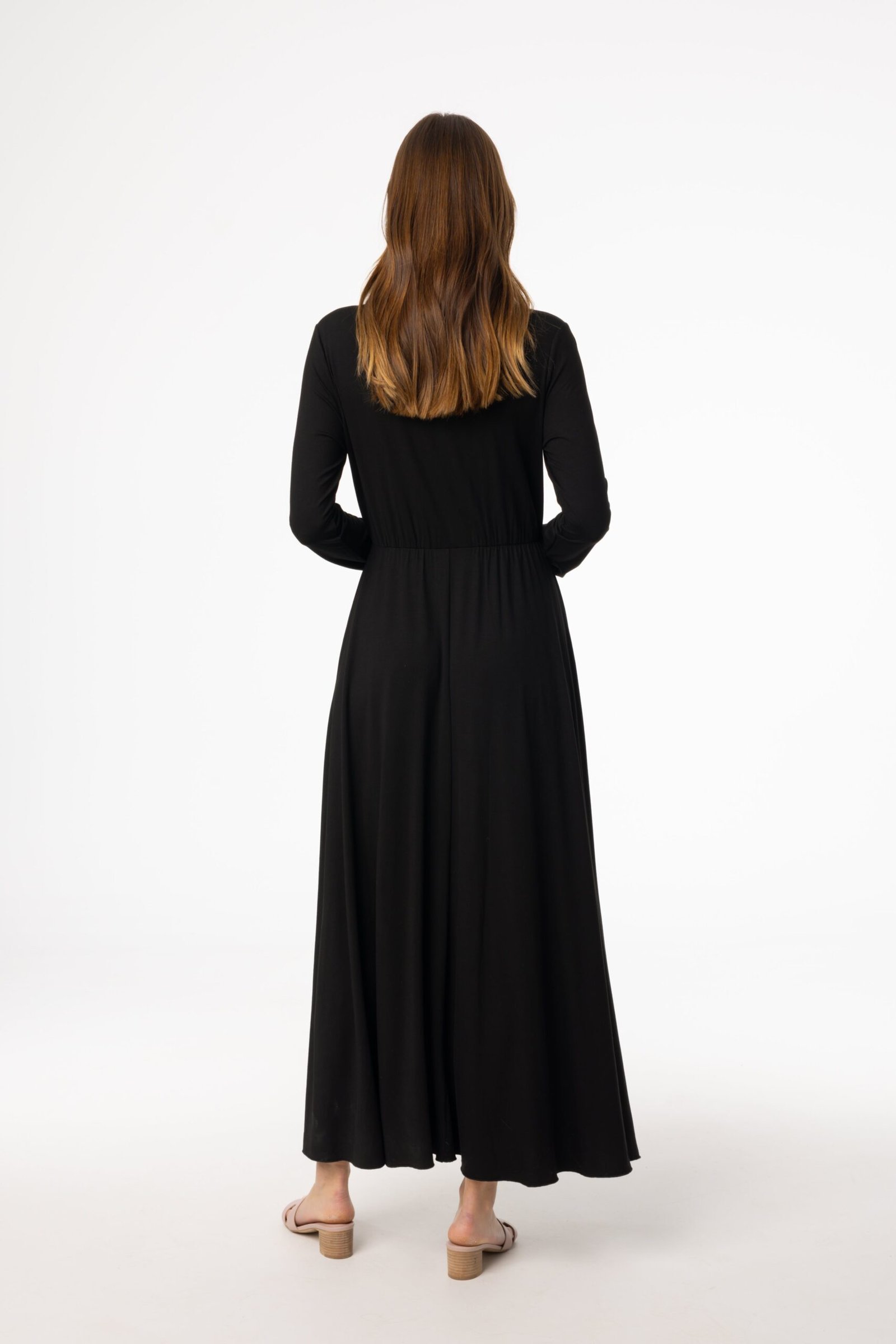 Black Button Maxi Dress - Image 3