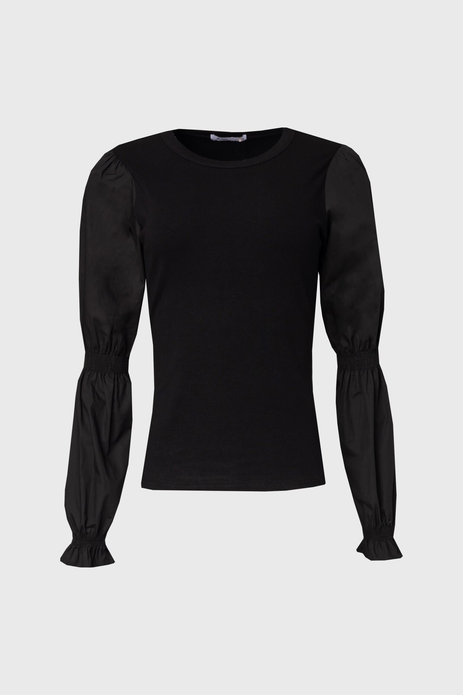 Black Combo Gathered Sleeve T-Shirt - Image 5