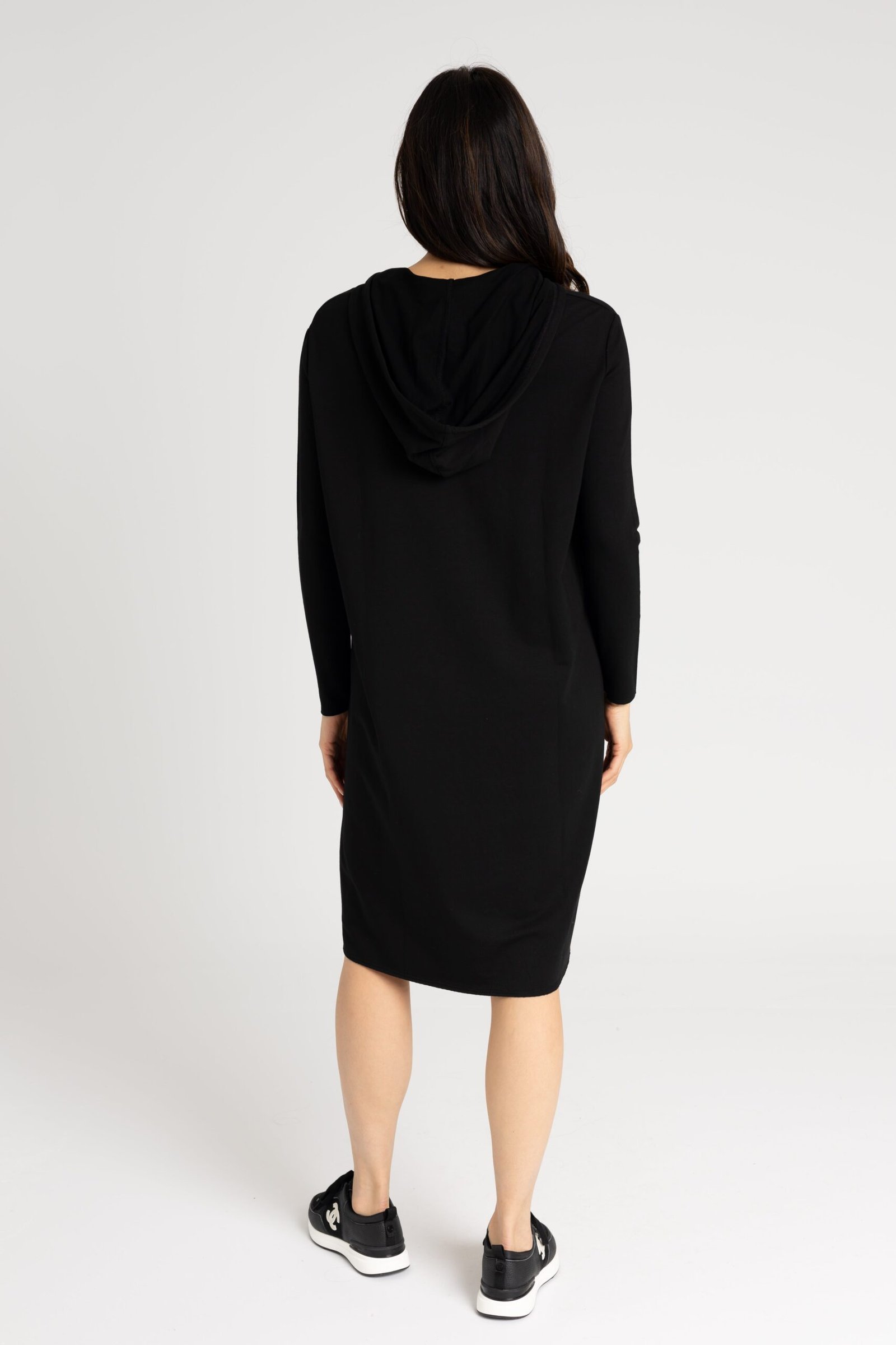 Black Drawstring Hoodie Dress - Image 3