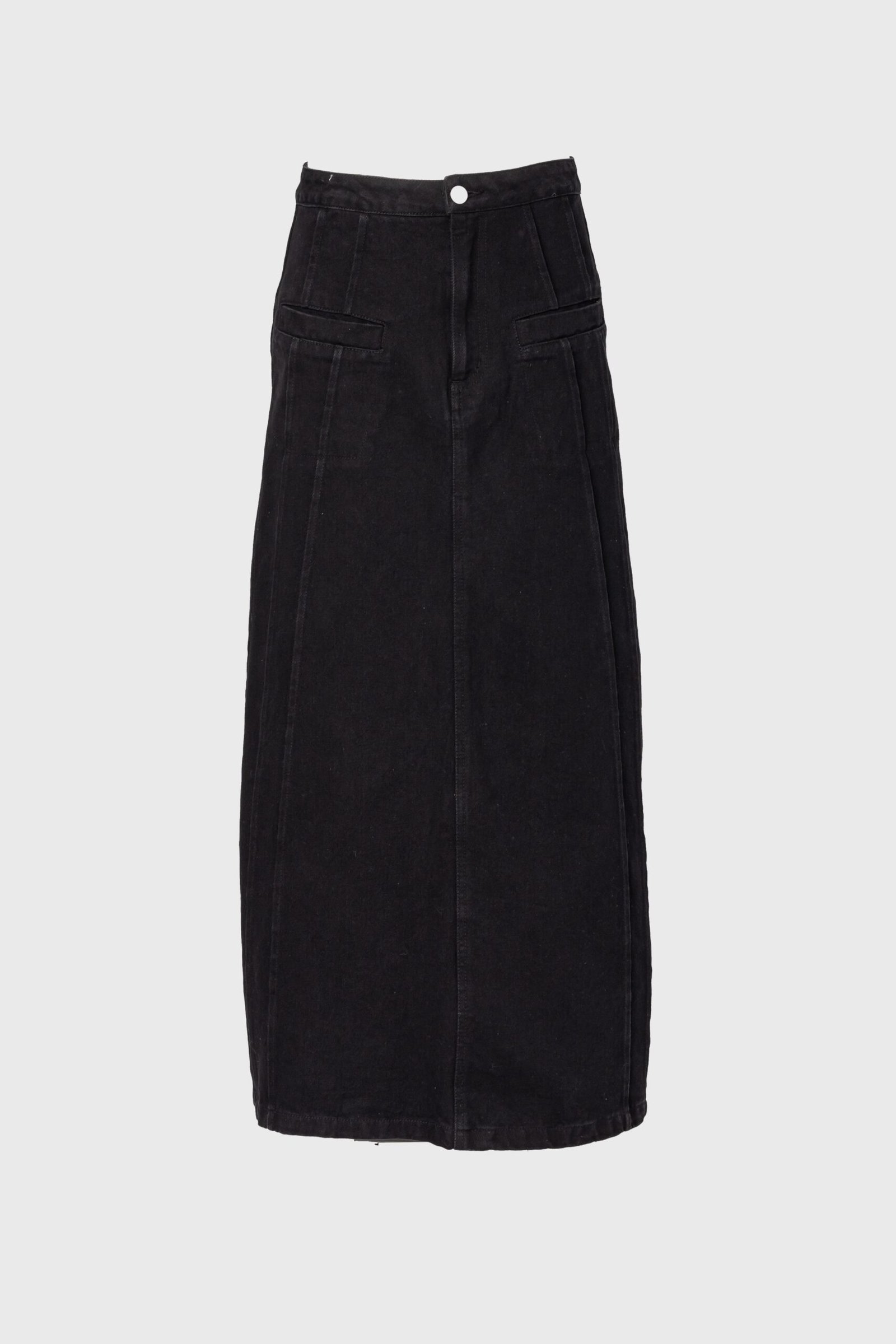 Black French Seam Denim Skirt - Image 5