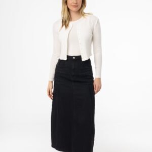 Black French Seam Denim Skirt
