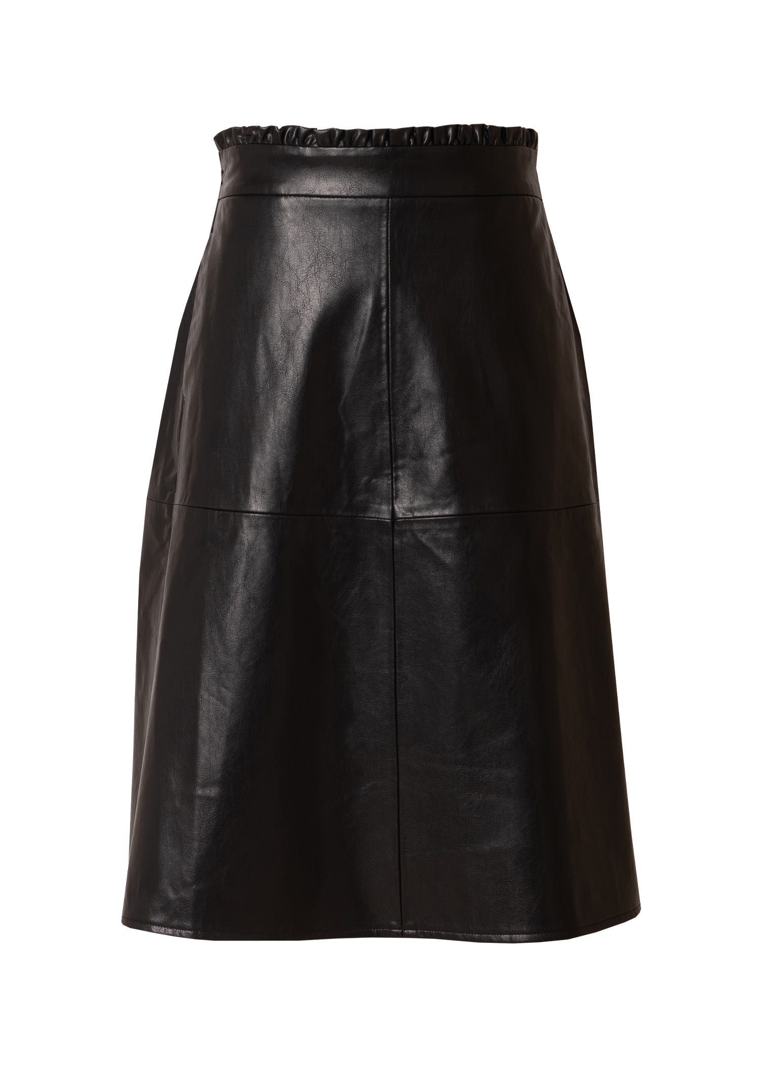Black Gathered Leather Skirt - Image 5