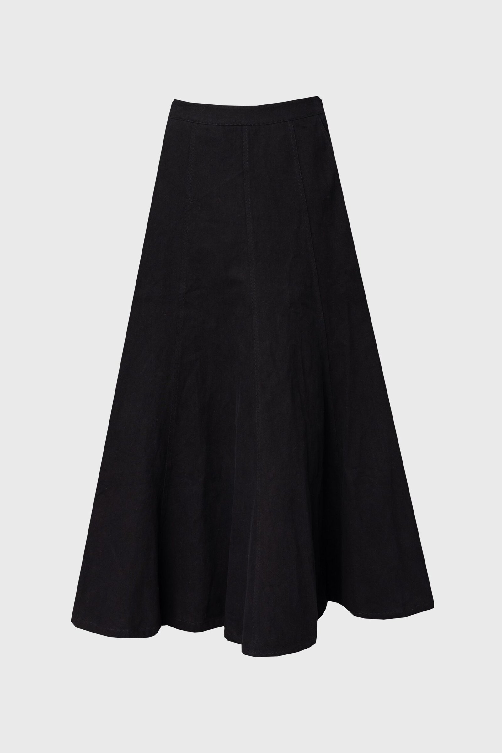 Black Flare Panel Denim Skirt - Image 5