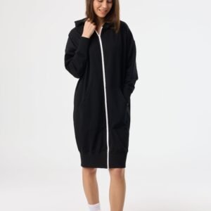 Black and White Zipper Sweatshirt Dress
