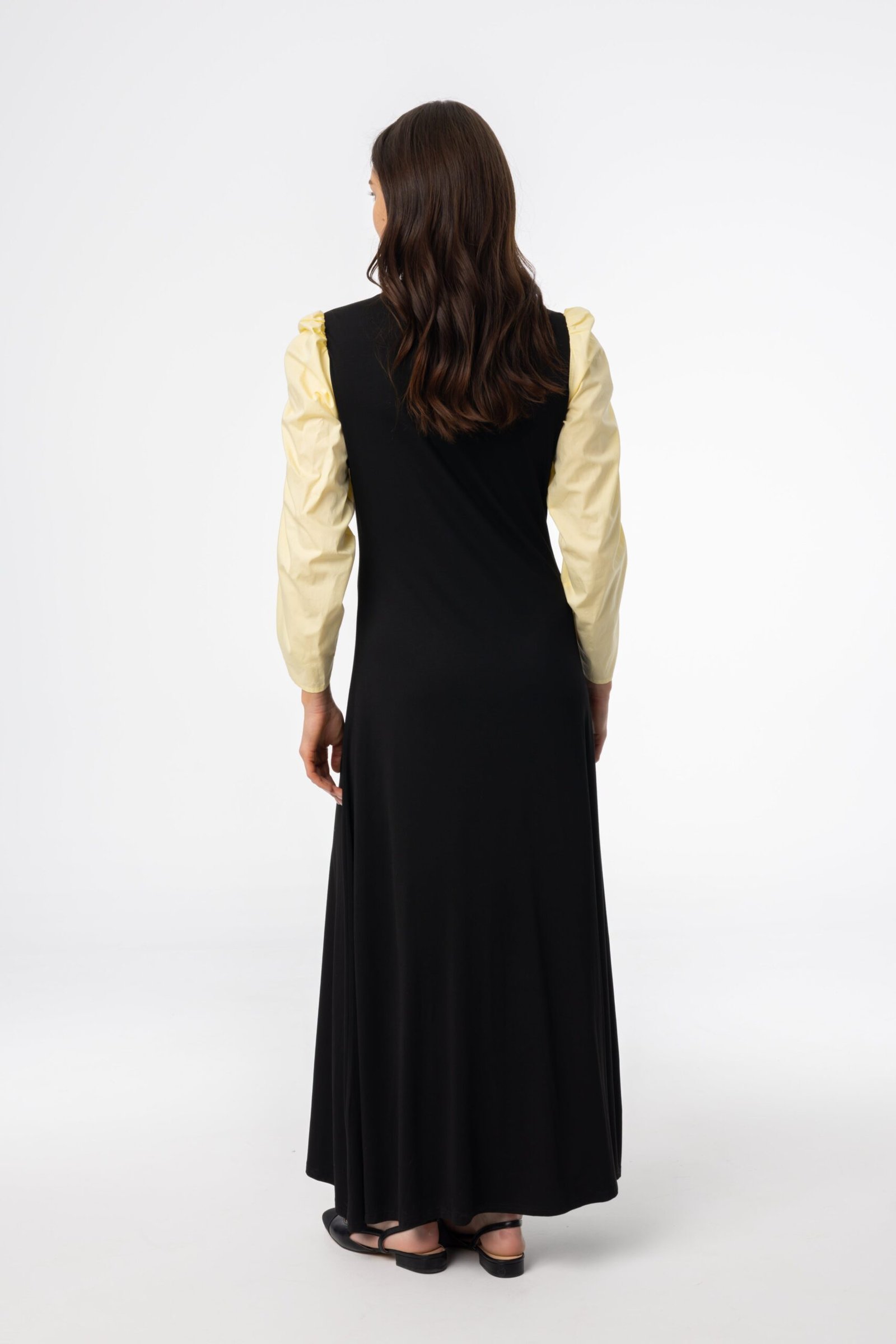 Black and Yellow Colorblock Maxi Dress - Image 3