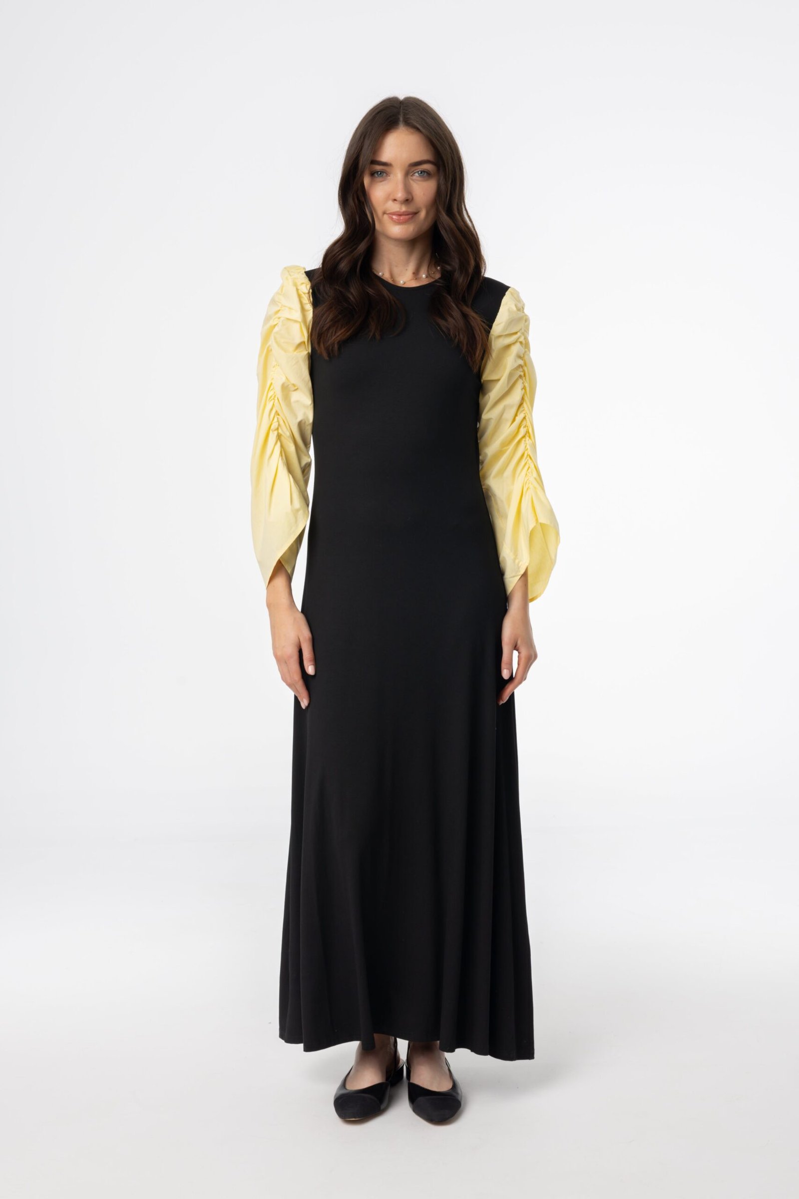 Black and Yellow Colorblock Maxi Dress - Image 4