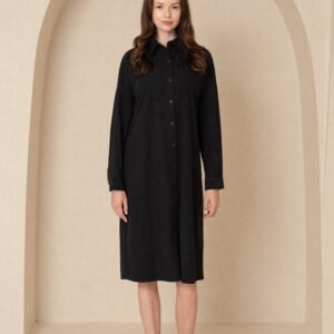 Black Corduroy Shirt Dress