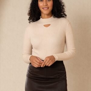 Beige Cutout Sweater