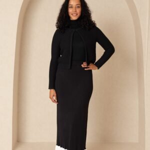 Black and Cream Knit Ruffle Skirt